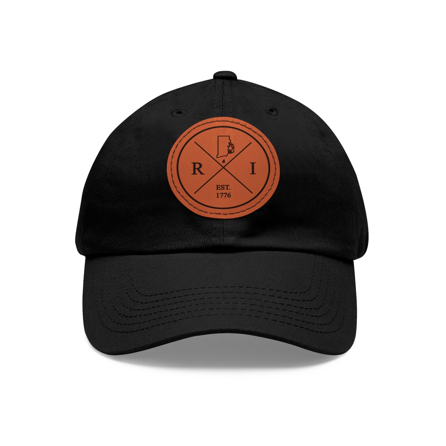 Rhode Island Dad Hat with Leather Patch