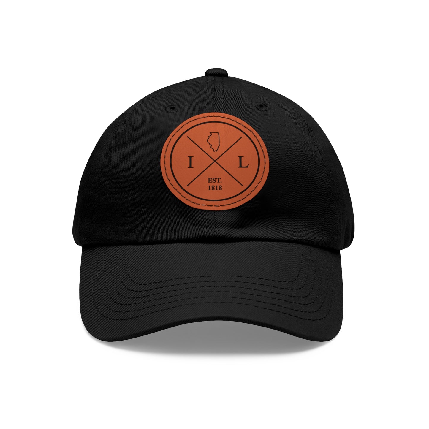 Illinois Dad Hat with Leather Patch