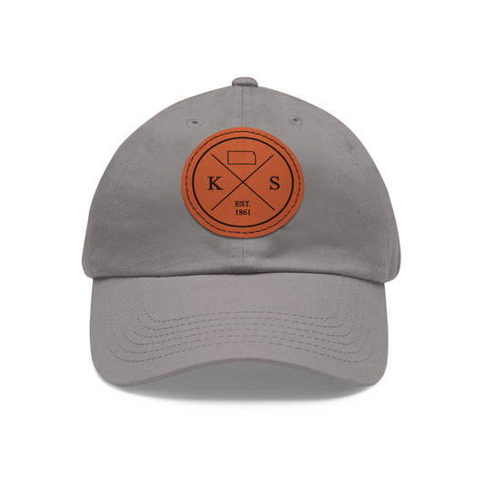 Kansas Dad Hat with Leather Patch