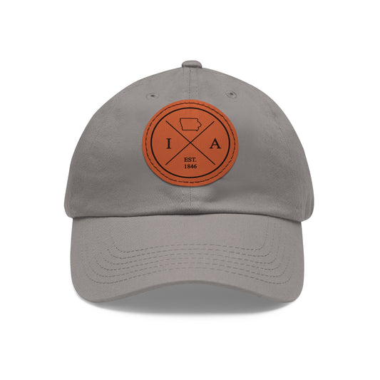 Iowa Dad Hat with Leather Patch