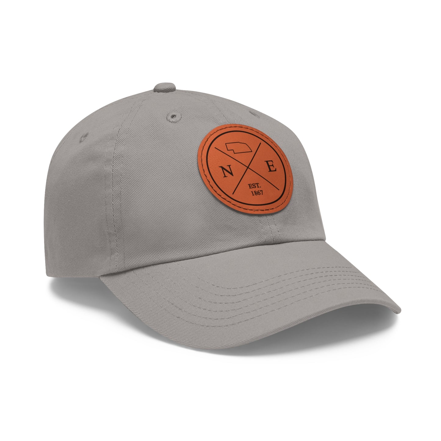 Nebraska Dad Hat with Leather Patch