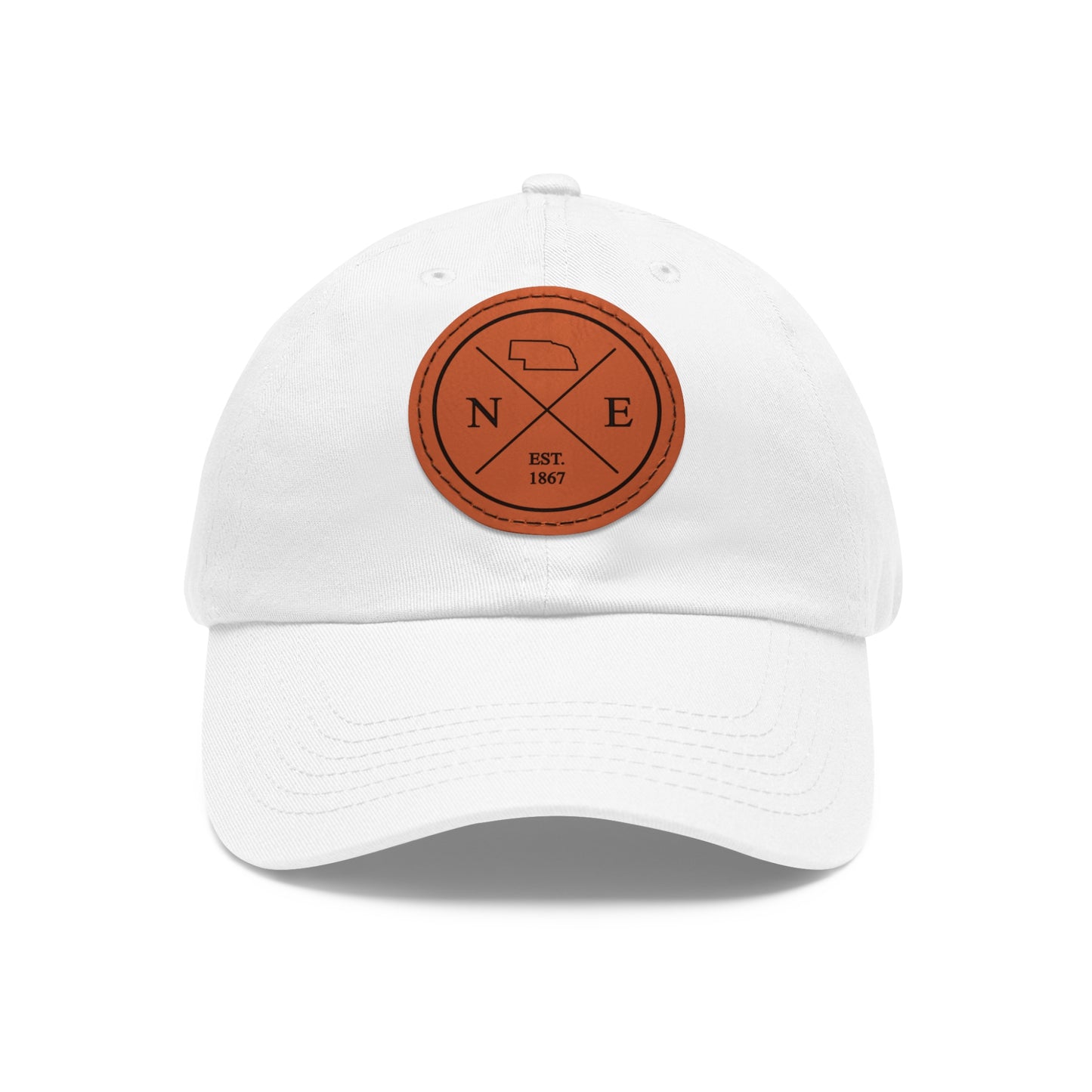 Nebraska Dad Hat with Leather Patch