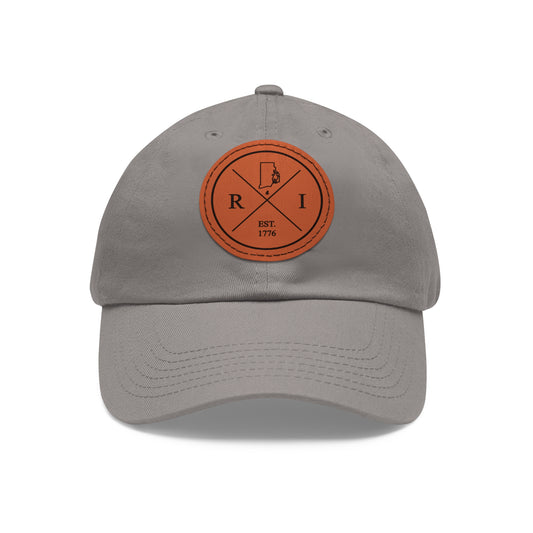 Rhode Island Dad Hat with Leather Patch
