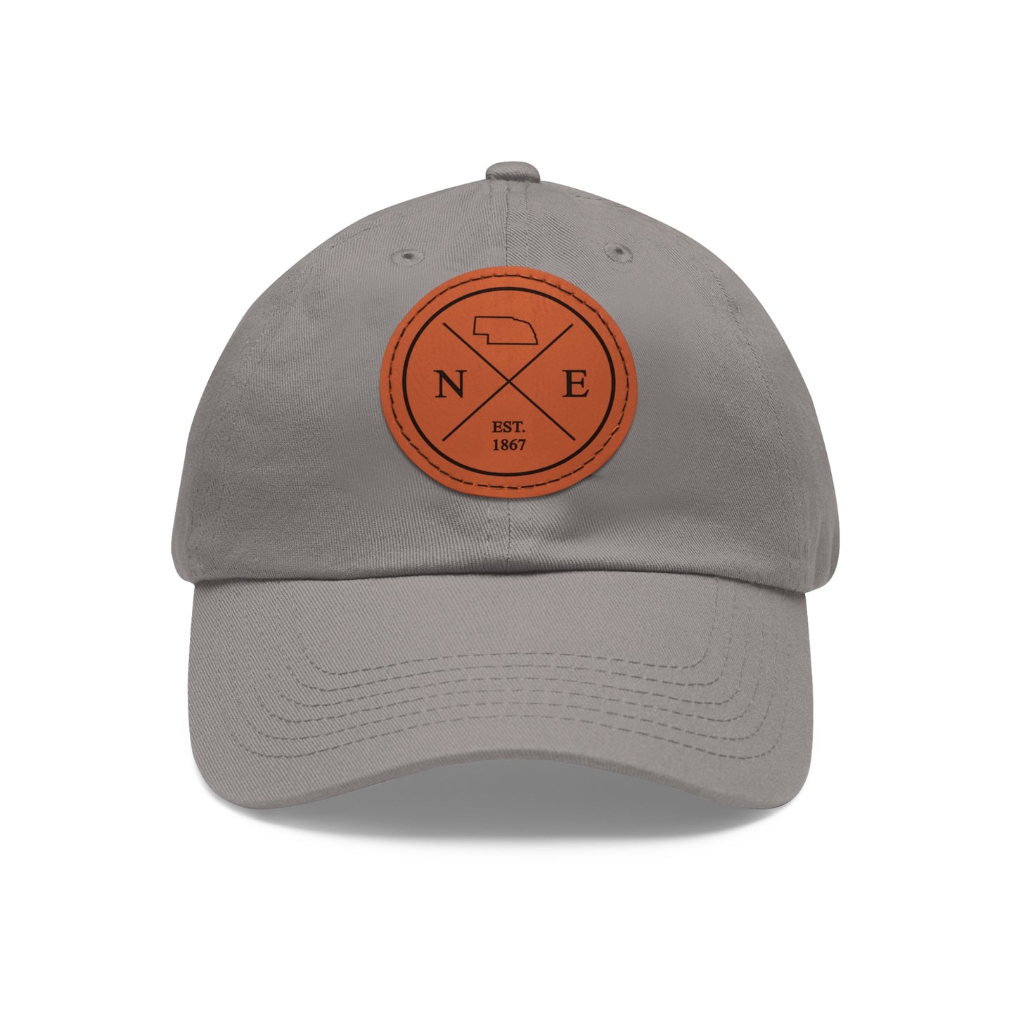 Nebraska Dad Hat with Leather Patch