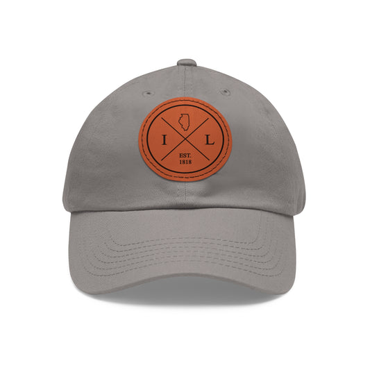 Illinois Dad Hat with Leather Patch